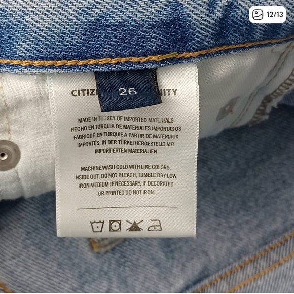 Citizens Of Humanity Ayla Baggy Jean Size 26 Women Cotton Wide Leg Button Fly - Picture 7 of 8